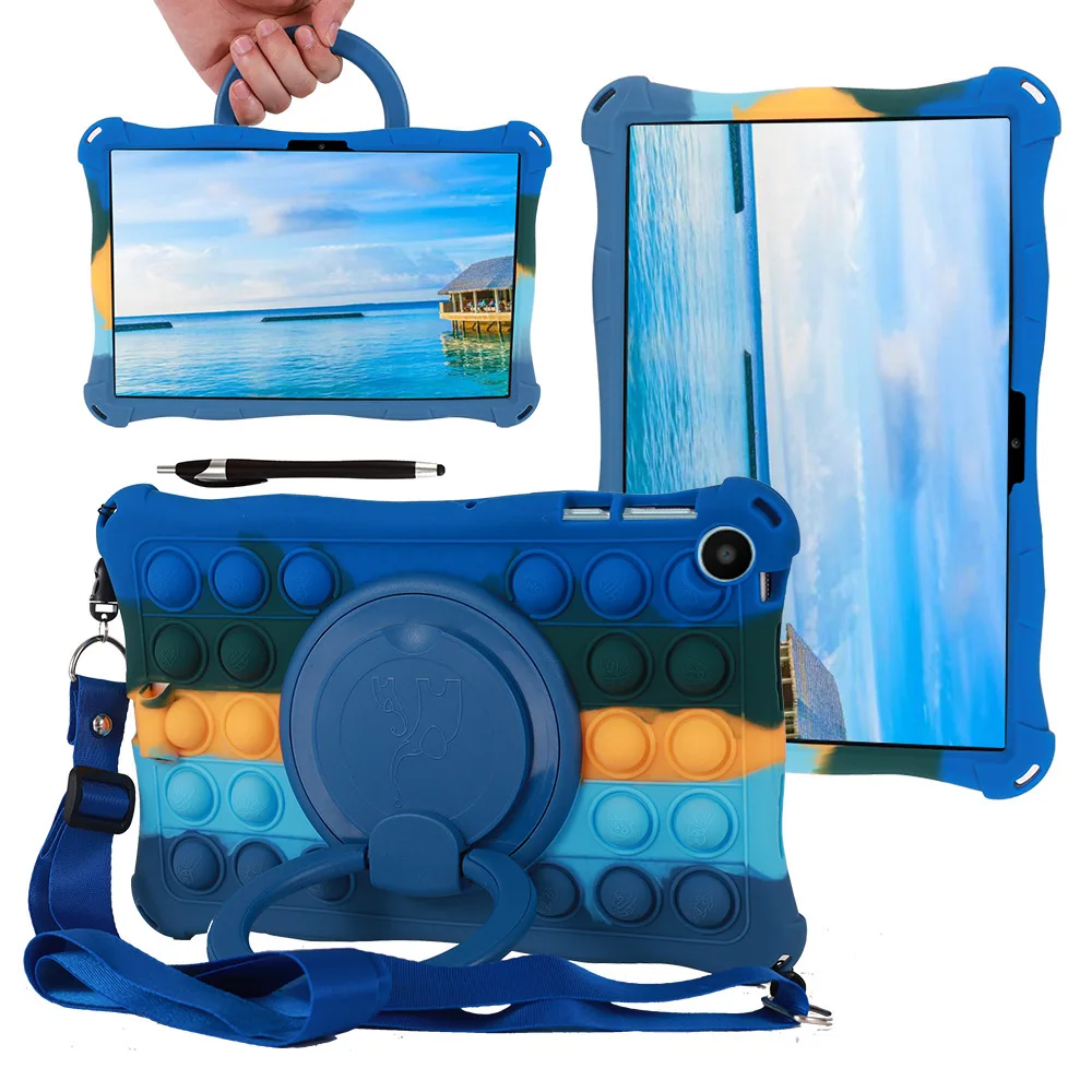 Durable Kids Tablet Case with 360° Rotating Stand - Blue