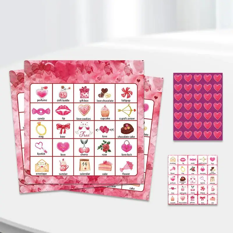 Valentine's Day Game Cards Set Interactive Multi-Player Valentine Game Cards School And Home Group Activity Play Card For