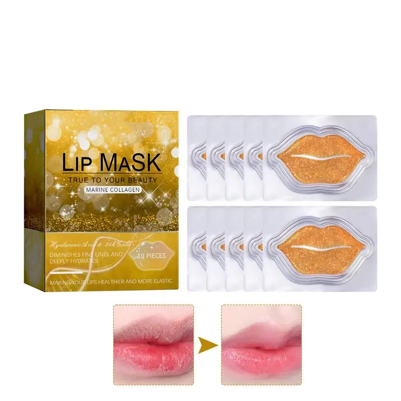 thumbnail image 4 of 10 piezas de mascarilla hidratante para labios, parches antienvejecimiento, parches naturales antiagrietados para labios, parches nutritivos para el cuidado de los labios con colágeno, 4 of 6