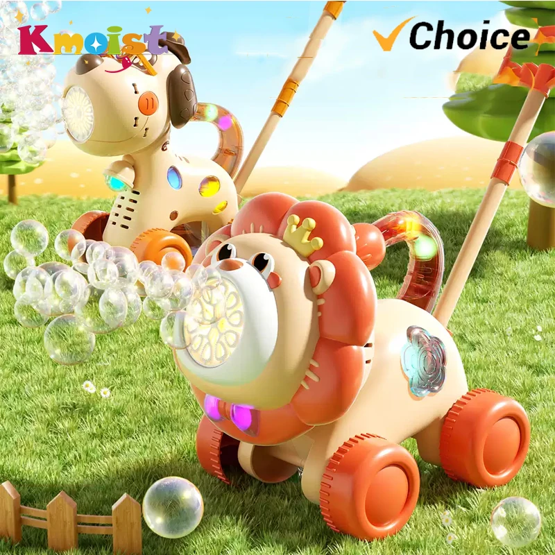 2025 Cute Bubble Machine Light Up Hand-Pushed Electric Dinosaur Rabbit Dog Bubble Guns Bubble Soap Blower For Kids Outdoor Toys