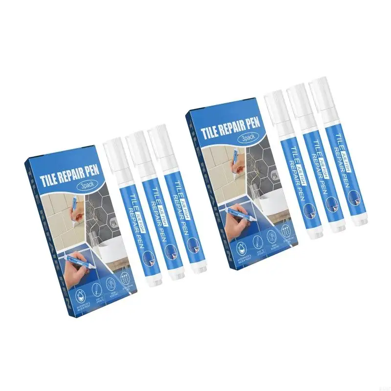 R58C 3Pcs Grout Pen White Tile Repair Marker Pen, Waterproof Tile Grout Pen