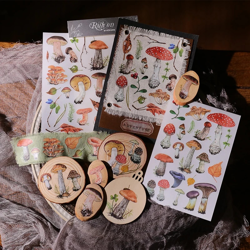Decorative Stickers Vintage Christmas Snowman RUB ON Stickers Junk Journal Collage Mushroom Transfer DIY Album Scrapbooking