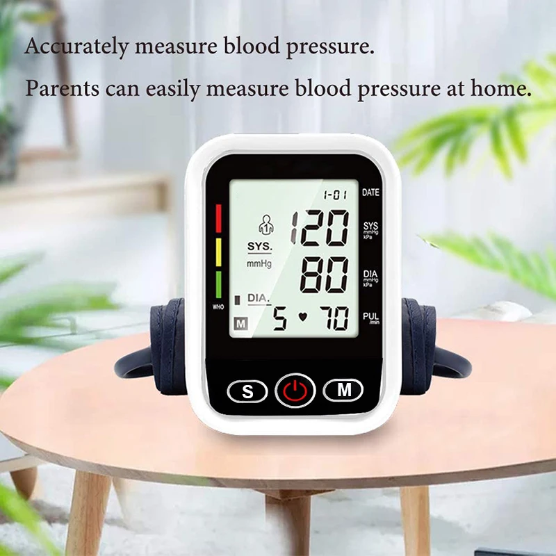 Blood Pressure Monitor LCD Pressure Sensor Automatic Tonometer Digital Tensiometer LED Display Cuff Heart