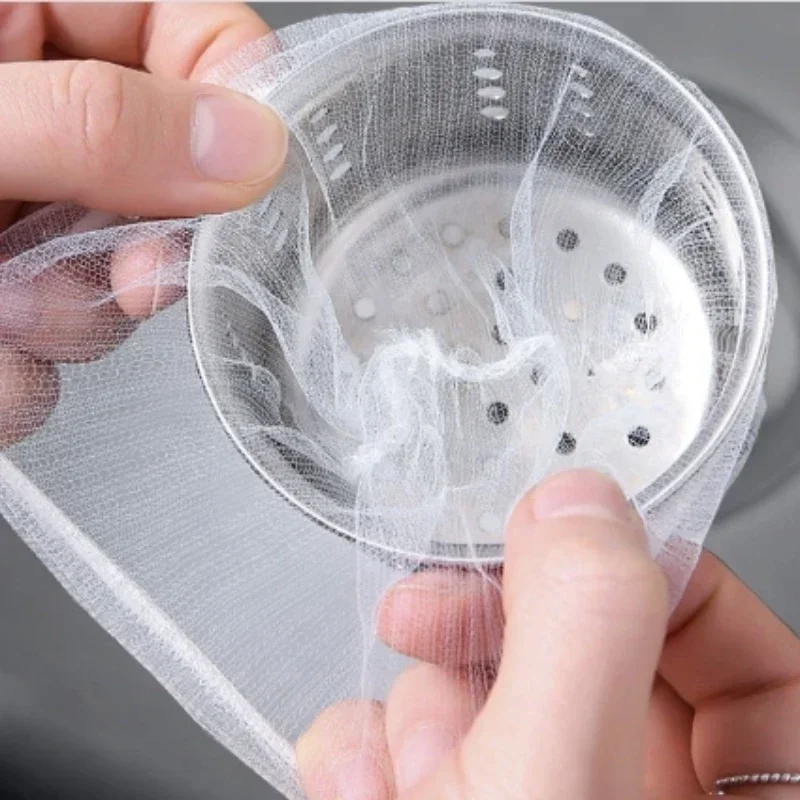 100pcs Disposable Sink Garbage Filter Sewer Kitchen Floor Drain Pool Anti-blocking Mesh Bag Sink Strainer Accessories
