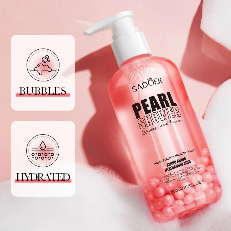 300ml Orange Pearl Cleaning Fragrance Shower Gels Peach Aloe Deep Cleaning Bath Milk Body Cleansers Body Wash
