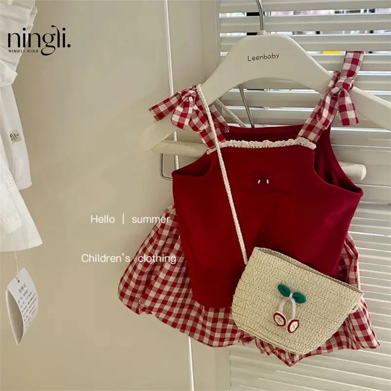 

Strap Children's Clothing Girls' New Summer Fashion Camisole Versatile Shorts Sweet Baby Two-Piece Suit Trendy