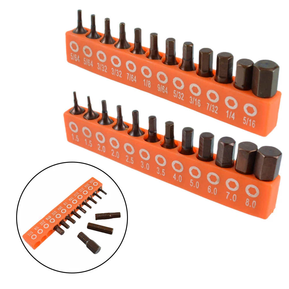 12/24pcs Hexagonal Screwdriver Bit Magnetic Set 25mm 1/4in Hex Shank Driver Bit Electric Screwdriver Bit Accessories