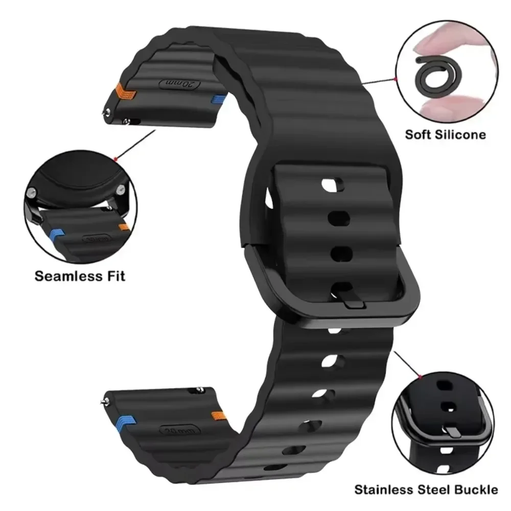 Premium Wave Silicone Strap, 18/20/22mm - High-End Wristband