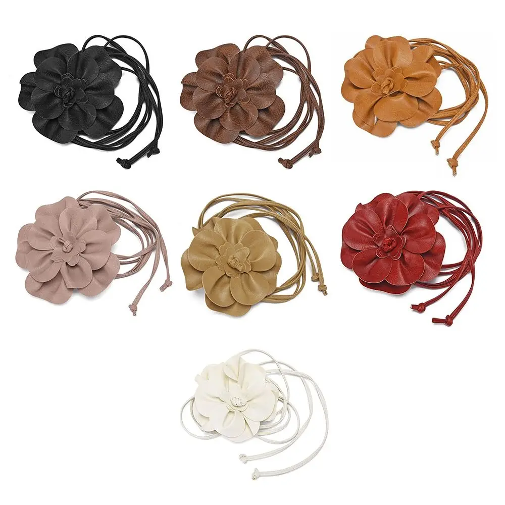 Elegant Floral PU Leather Waist Belt: Luxurious Decorative Woven Strap