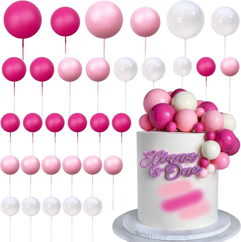 32 Stück Kugel-Kuchendekoration Bunte Perlenkugel-Kuchendeko für Geburtstag, Hochzeit, Babyparty Dessert Cupcake-Dekoration – Detail 20
