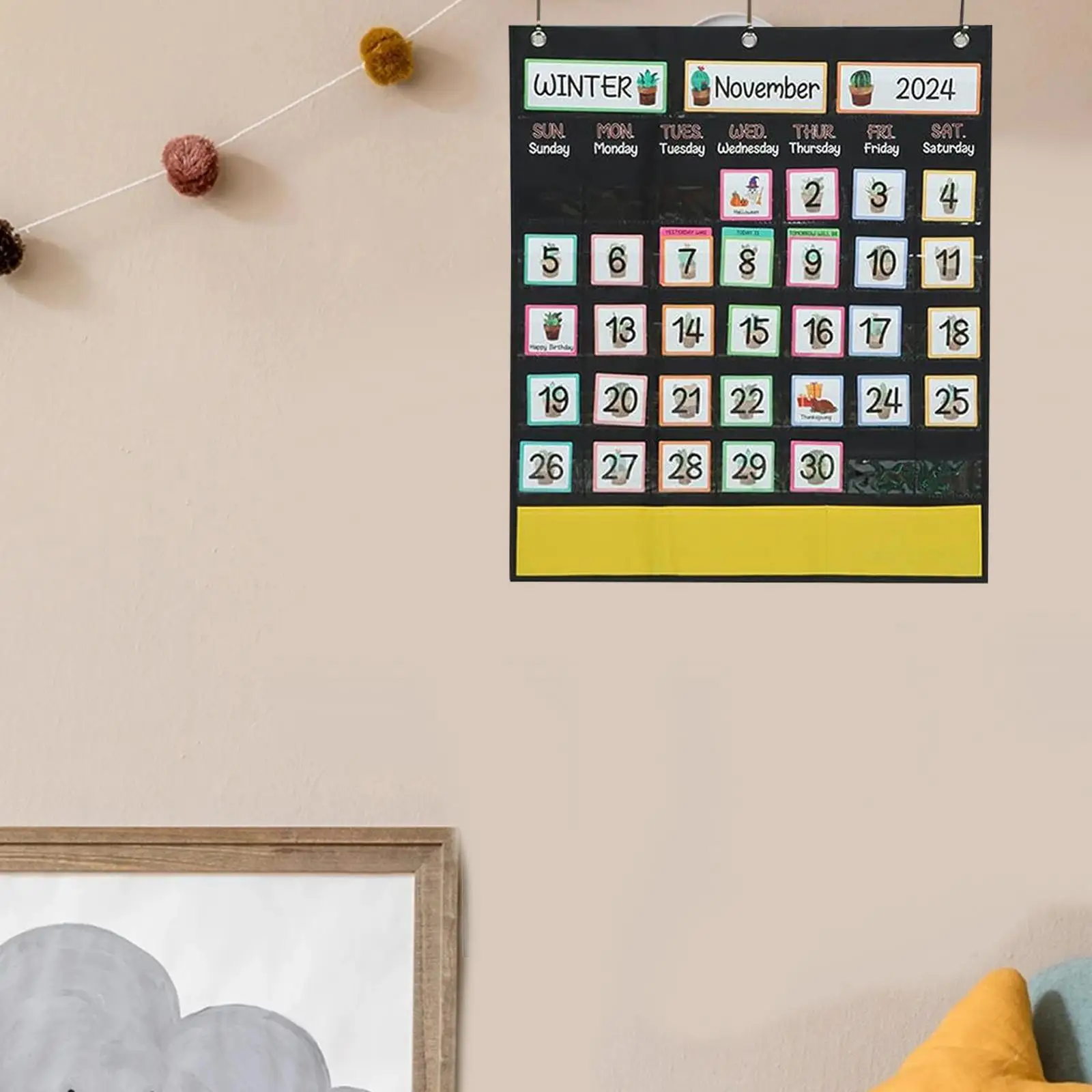 

Calendar Pocket Chart Calendar for Kids Learning Complete Monthly Teaching Calendar Classroom Organized Chart for Home