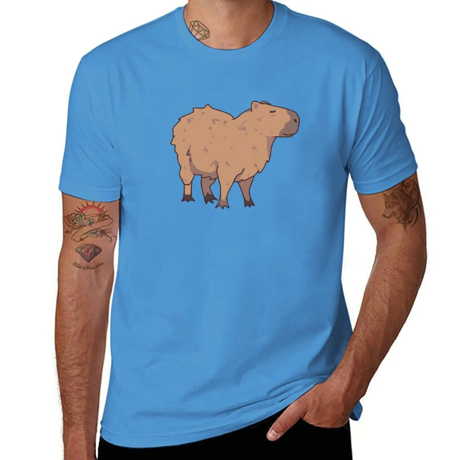 

New Capybara Friend T-Shirt plus size t shirts aesthetic clothes boys animal print shirt Men's cotton t-shirt