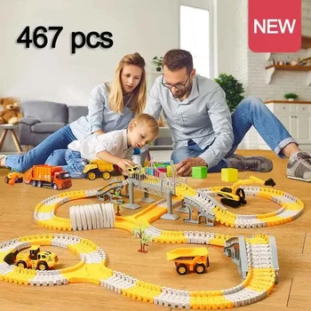 137-467pcs Bambini Pista Elettrica Giocattolo Auto di Ingegneria Auto Per Bambini Giocattoli Educativi Pista Auto Treno Giocattoli per I Bambini Regalo Di Compleanno 1