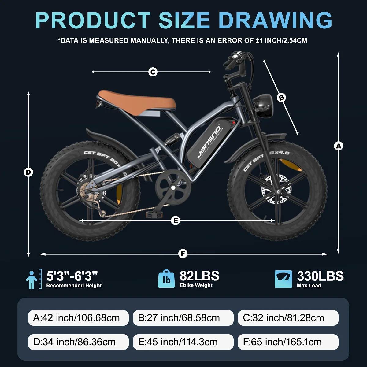 Ebike jansno X50 750W 48V14AH Fat Tire Electric Bike Beach Cruiser Off-Road Electric Bike Adult City Mountain