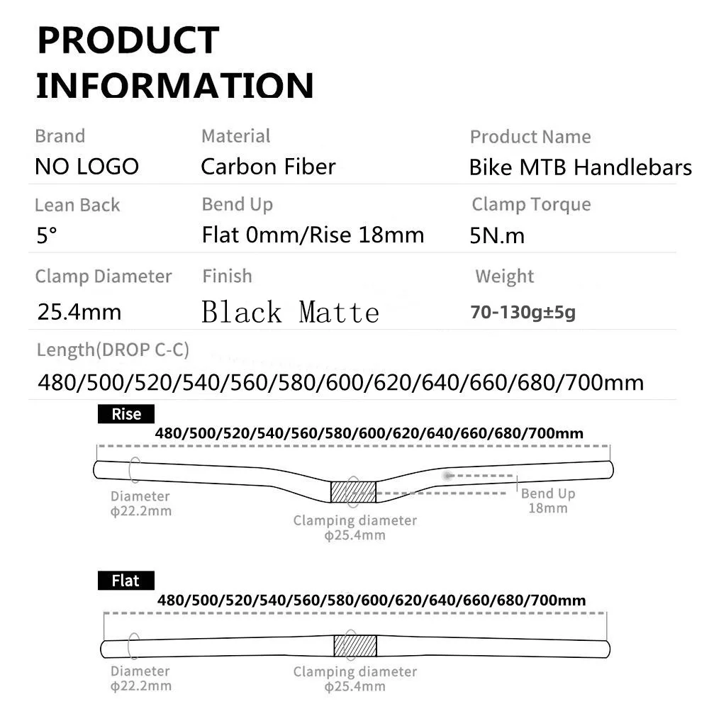 Bicycle Handlebar 25.4 Full Carbon Handlebar Folding Bike Horizontal Handle Bar 400-700MM One-Shaped Ultralight Bicycle Straight Handlebar