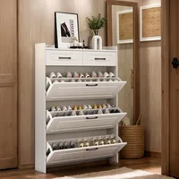Multi Functional Narrow flip Shoe Cabinet with 3 Doors 2 Drawers, accommodate Various Shoes, Suitable for Entryway and corridors 1