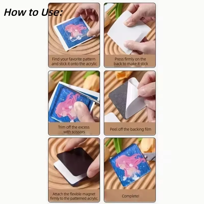 창의적인 DIY 아크릴 냉장고 자석 재료 키트 수제 자석 스티커 (사진은 포함되어 있지 않음) 기념품 선물, 집 꾸미기, 아이들을 위한 선물