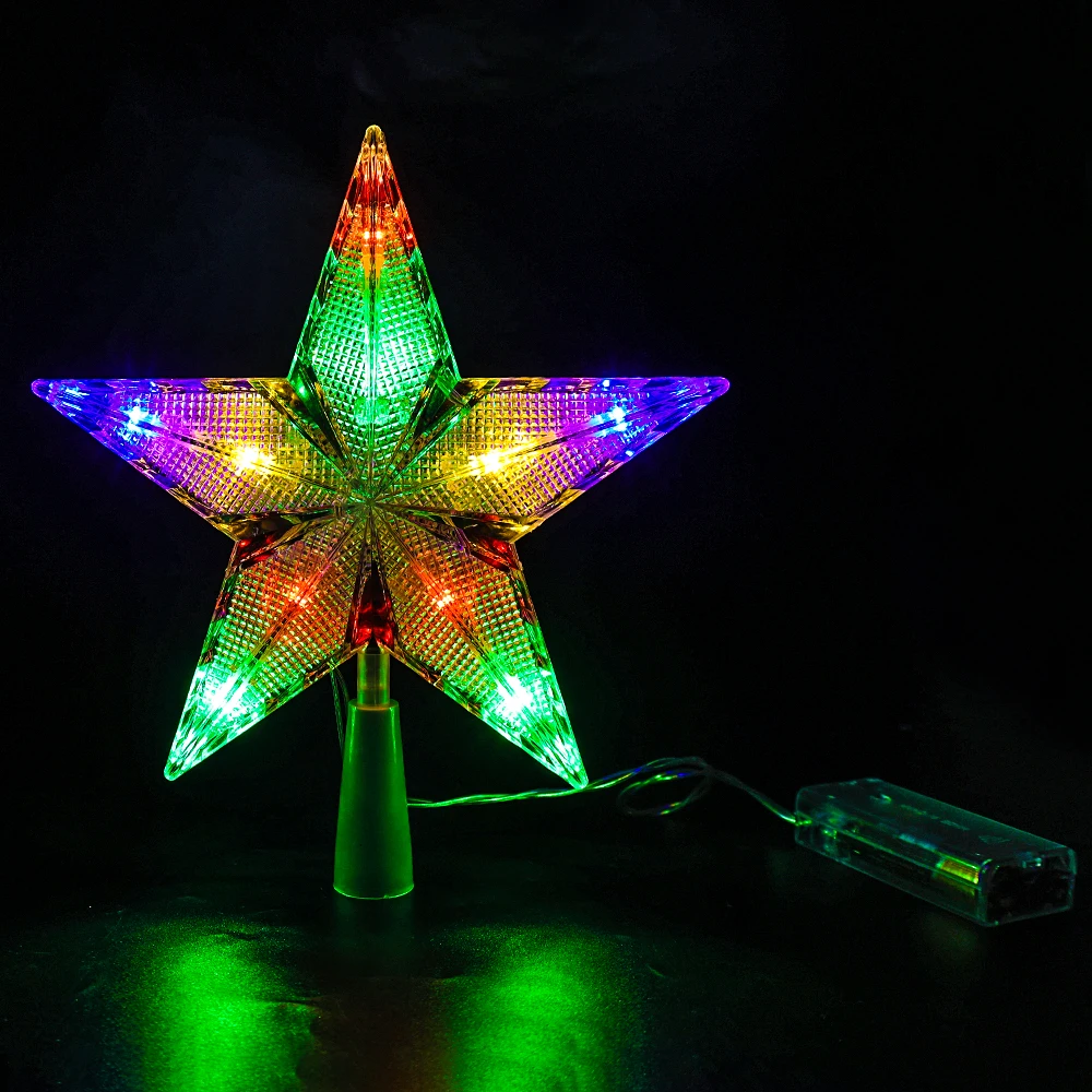 Christmas Tree Peak - Illuminated Peak - Éclairage LED Star RGB - 10 LED -  15 cm - RGB