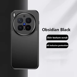 360 - Degree Rotation Bracket Matte Frosted Phone Case - Magnetic Shockproof Armor Back Cover for Vivo X200 Pro (No Magnetic Black)