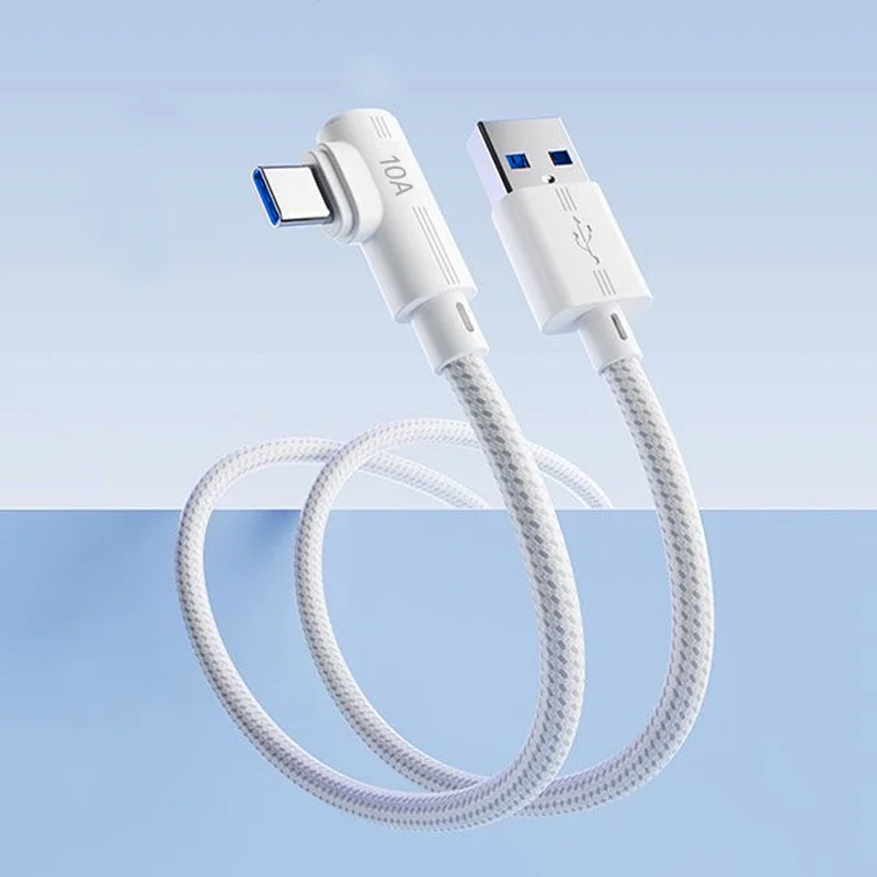 Ultra-Fast 240W USB to Type-C 90° Elbow Charging Cable - Multiple Lengths