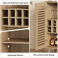 Mid Century Bar Cabinet with Wine Racks, Modern Liquor Cabinet with Slatted Doors for Dining Room, Living Room, Customized 5