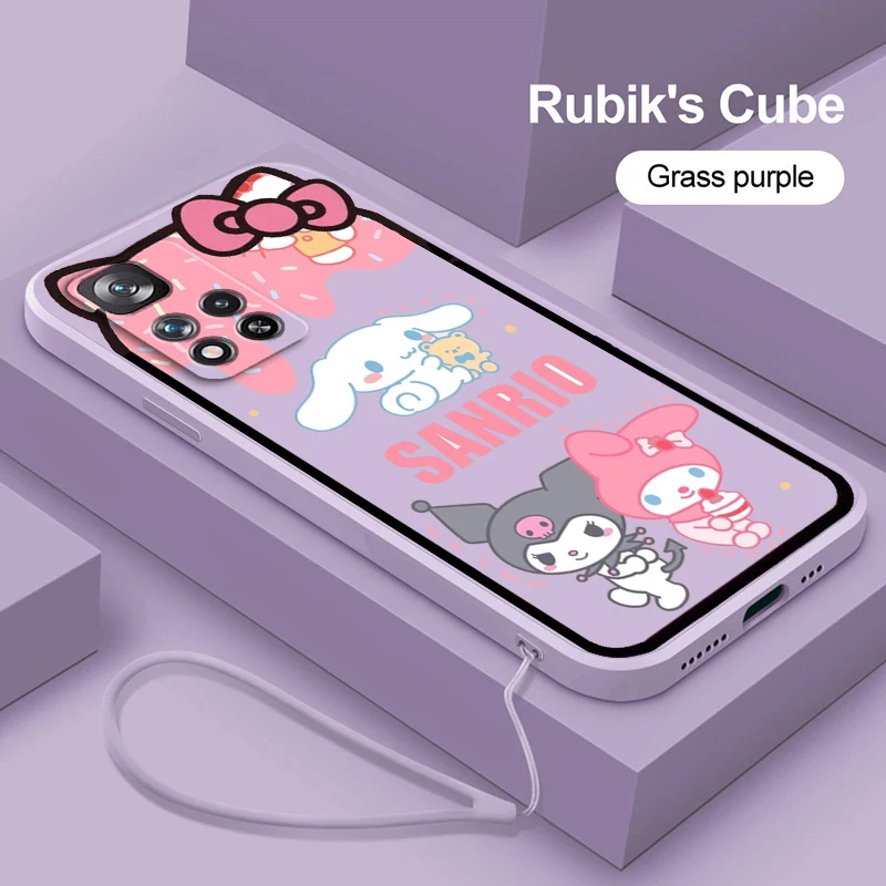 

Sanrio Hello Kitty Kulomi Phone Case For Xiaomi Redmi Note 11 11S 11T 10S 10 9S 9T 9 8T 8 Pro Plus 5G Liquid Rope Soft Funda