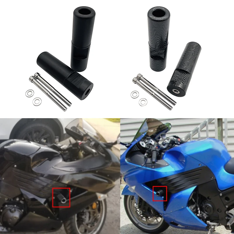 Zx14 Zx14r Motorcycle Black And Carbon No Cut Frame Sliders Crash