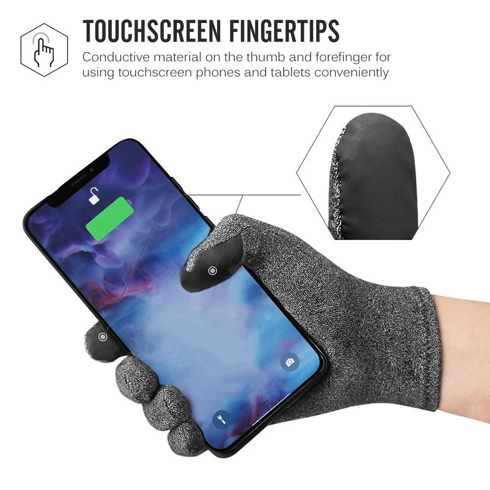 Full Finger Arthritis Gloves Compression Gloves for Women Men Hand Gloves Support and Warmth for Hands Finger Joint 1 Pair