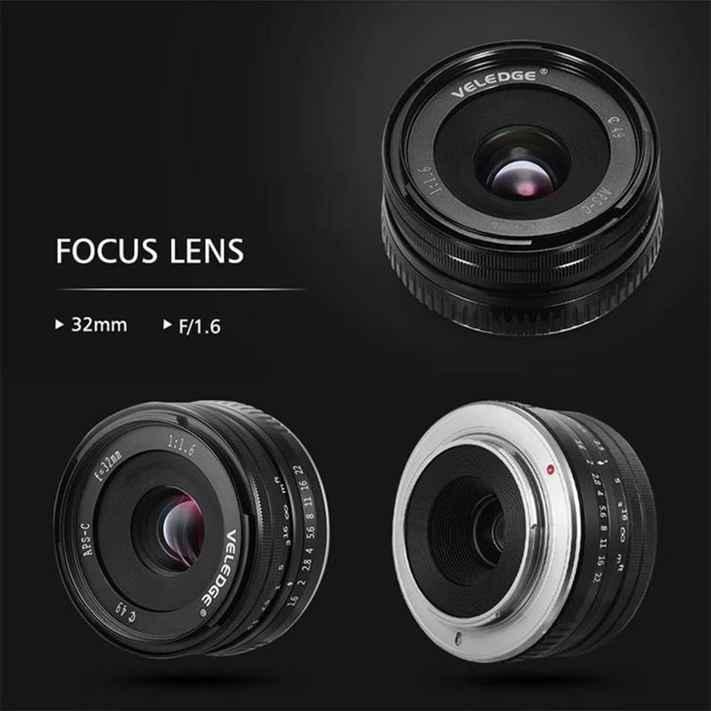 N05R VELEDGE 32MM F1.6 후지 마이크로 싱글 카메라 X-T X-PRO X-E 시리즈 카메라 렌즈용 수동 고정 초점 렌즈