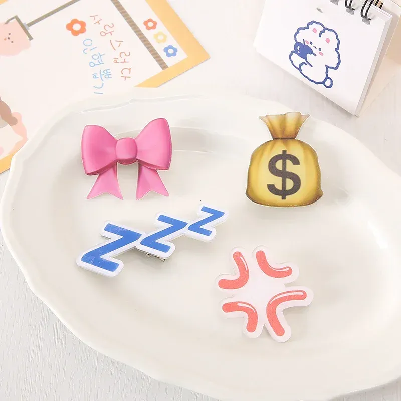 Angry Expression Drop Hair Clip Heartbroken Acrylic HairClip Funny Side Clip Duckbill Clip Bangs SideClip Hair Accessories 2025