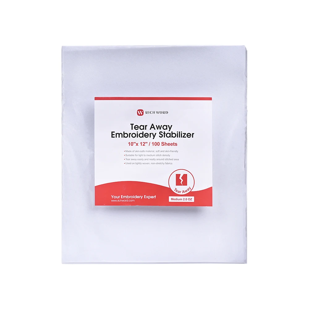 BAI Tear Away Embroidery Machine Stabilizer Pre Cut Non-woven Sheet Package 8x8in/10x12in Medium Weight Fabric Stabilizer