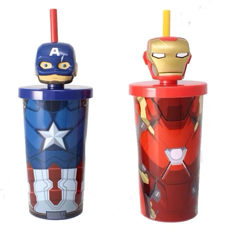 

Marvel Anime Good-looking Avengers Peripheral Creative Cute Straw Cup Captain America Iron Man Fashion Personality Cartoon Cup