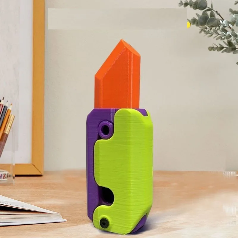 Fublazeze 3D Gravity Carrot Knife Straight Jump Mini Bounce Model  Decompression Toy Gravity Carrot Knife Mini Model Student Prize Pendant