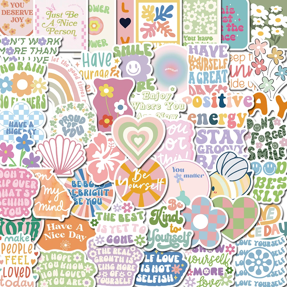 10/50/100PCS Danish Pastel Kawaii Text Stickers Vintage For Gift Notebook Luggage Motorcycle Laptop Refrigerator Decals Graffiti 46pcs box sticker blank writing labels account text tearable vintage scrapbooking diy stationery seal book phone new 4cm