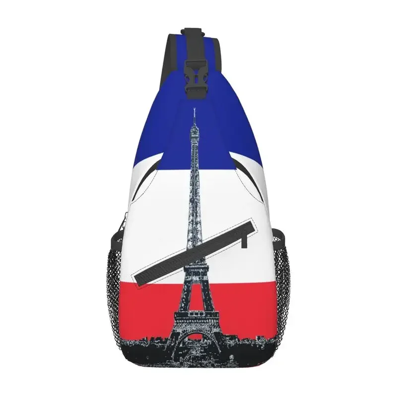 

Fashion France Flag With Eiffel Tower Sling Crossbody Backpack Men Shoulder Chest Bags for Camping Biking