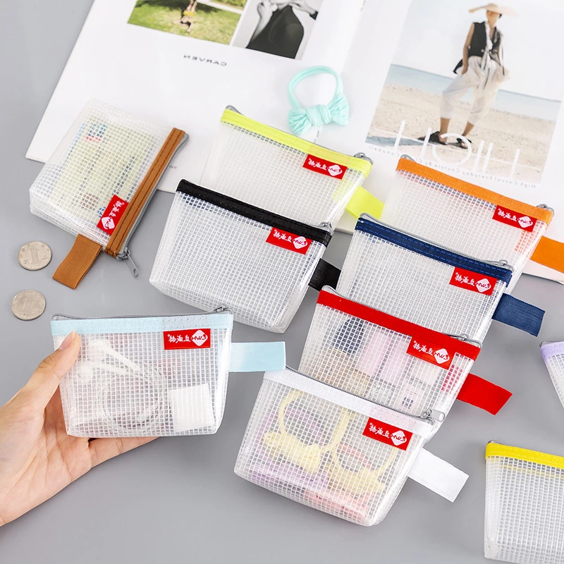 Waterproof Mini Mesh Zipper Storage Bag Small Items Organizer Coin
