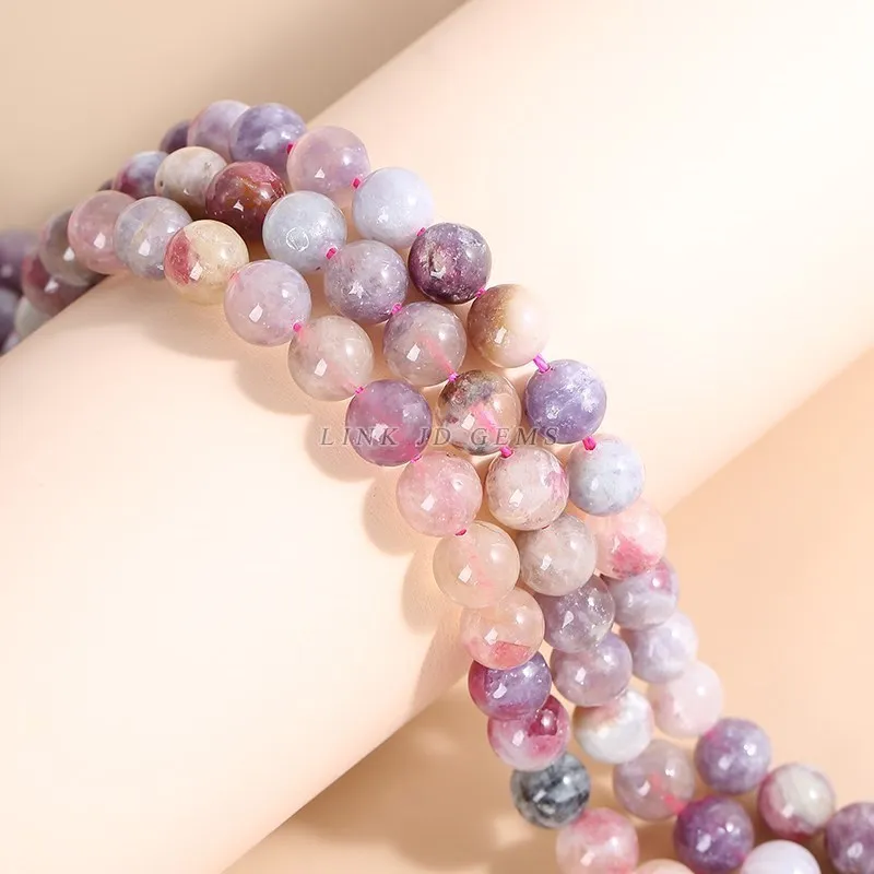 Natural Stone Beads Pink Tourmaline Round Loose Spacer Bead For Jewelry Making Diy Bracelet Necklace Accessories 15" Inch Strand 3
