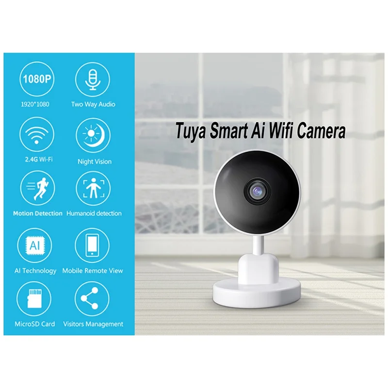 Hot sale Indoor Wifi Tuya Camera, Baby Monitor, Smart Life Home Security Wireless Mini Camera, IP CCTV, Two Way Audio EU Plug