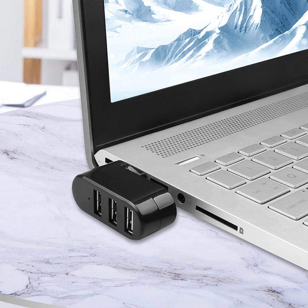 High-Speed 3-Port USB 2.0 Hub with Rotating Splitter