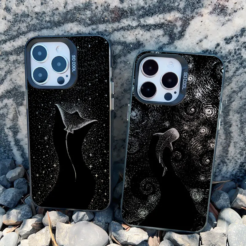 Marine Life Dotted Art Phone Case in Black Laser Finish