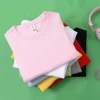 100% Cotton Solid Color T-Shirts Men Woman Short Sleeve Fashion Brand Trend Casual Soft Clothing Tees Breathable Summer Tops 4