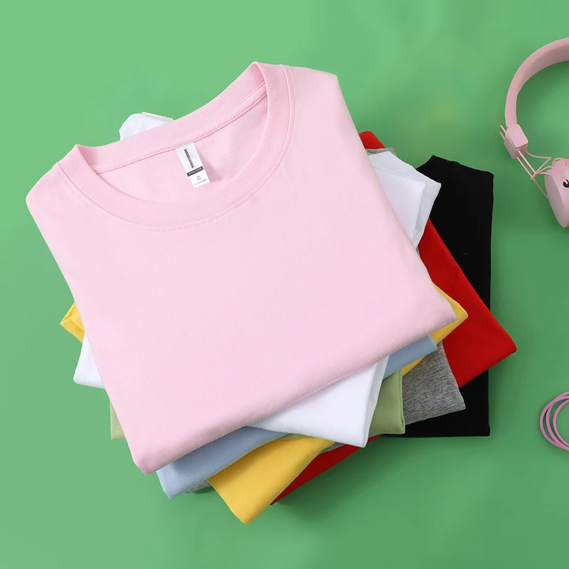100% Cotton Solid Tshirts Men Woman Short Sleeve Fashion Brand Trend Casual Soft Clothing Tees Customized Products Summer Tops
