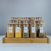 Kitchen Caster Storage Racks Three-layer Ladder Bamboo Seasoning Rack Spice Jar Holders 1