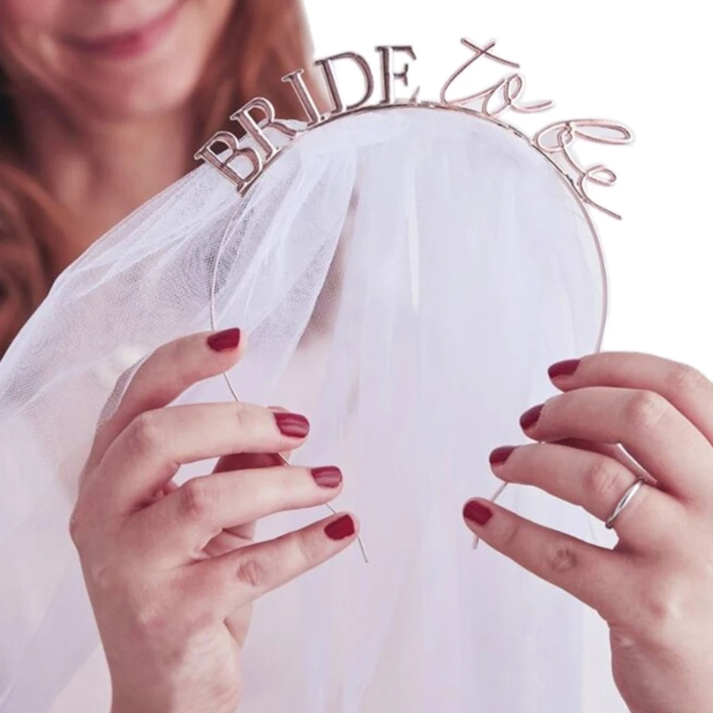 

Bride Veil Headband for Bridal Shower Wedding Headpiece for Bride Beach-Party Headdress Bachelorette Party Crown-Tiara