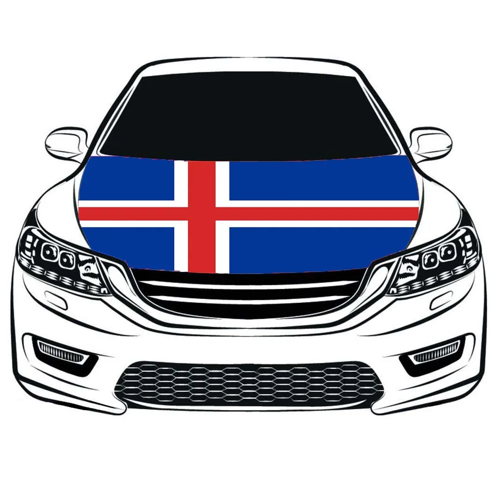 

The Republic of Iceland national flag car Hood cover 3.3x5ft/5x7ft 100%polyester,car bonnet banner