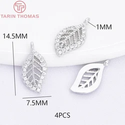 24K Gold Plated Brass Leaf Charms (5603 - Platinum Color)