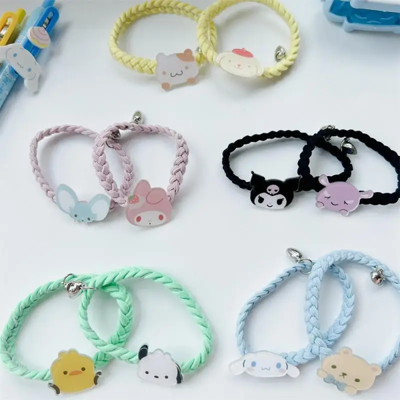 

Пара наклеек Sanrio, резинки для волос, кожаная повязка для волос Mymelody Kuromi, симпатичные магнитные камни, любовные повязки для волос, праздничный подарок для лучшего человека