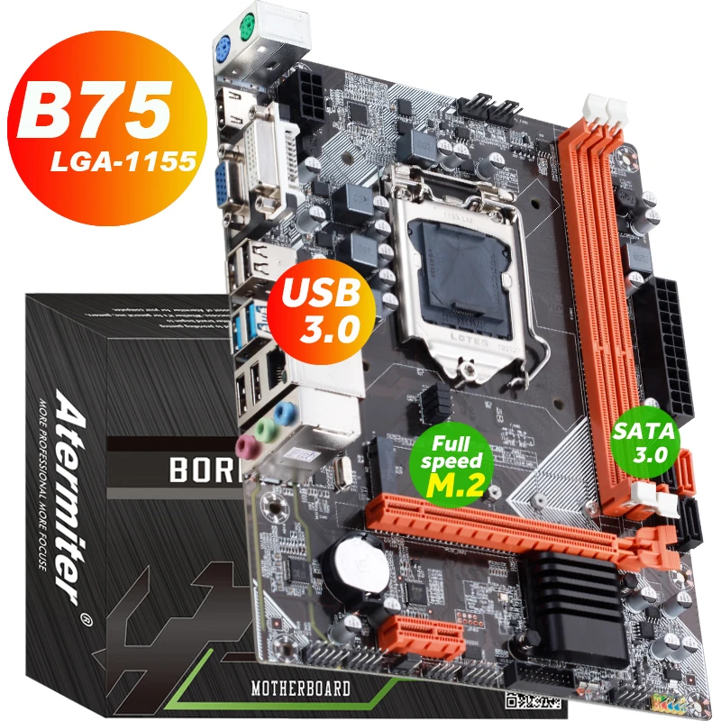 Atermiter B75 Motherboard Set with Intel Core I3 2100 1 x 4GB = 4GB 1600MHz DDR3 Desktop Memory Heat Sink USB3.0 SATA3 PC Store Categories Motherboard