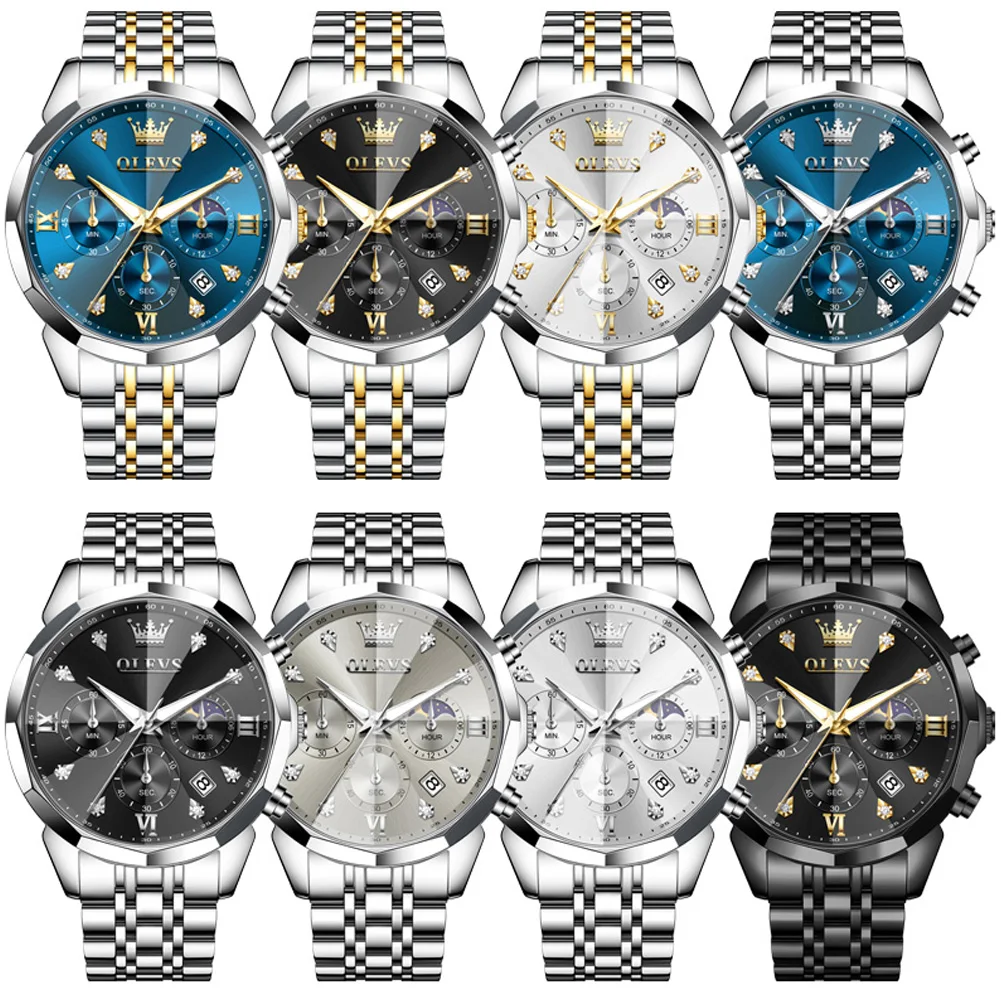 OLEVS Luminous Chronograph Men's Waterproof Quartz Watch - Auto Date, Business Sport Design