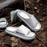 Feslishoet Women Letter Slippers Beach Slides Solid Color Mens Thick Sole Indoor Bathroom Anti Slip Shoes Summer Couple Sandals - Image 2